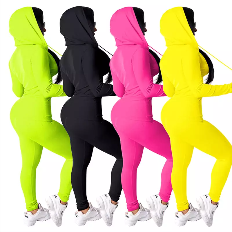 2 piece Sweatshirt And Pants Sportwear Suit Zipper Hoodies Clothes