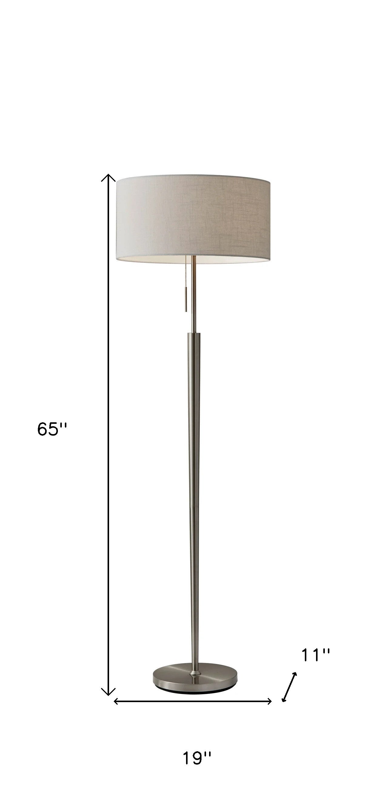 65 Traditional Shaped Floor Lamp With Off-White Drum Shade