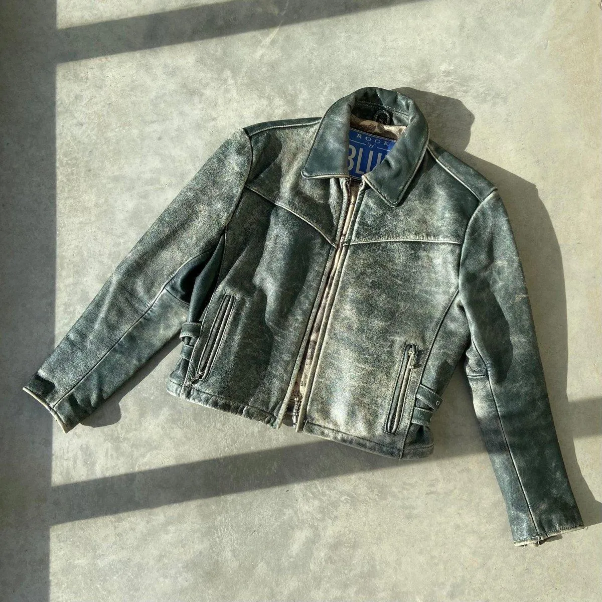 90'S ROCK N BLUE LEATHER JACKET - M