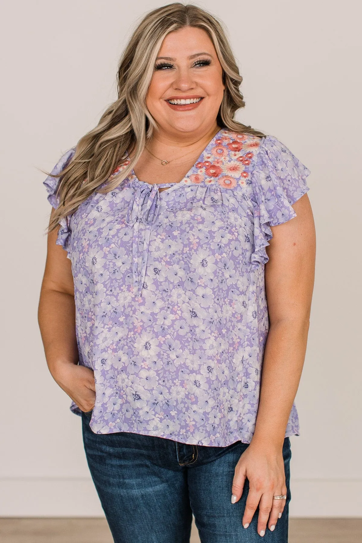 All In Time Floral Blouse- Lavender