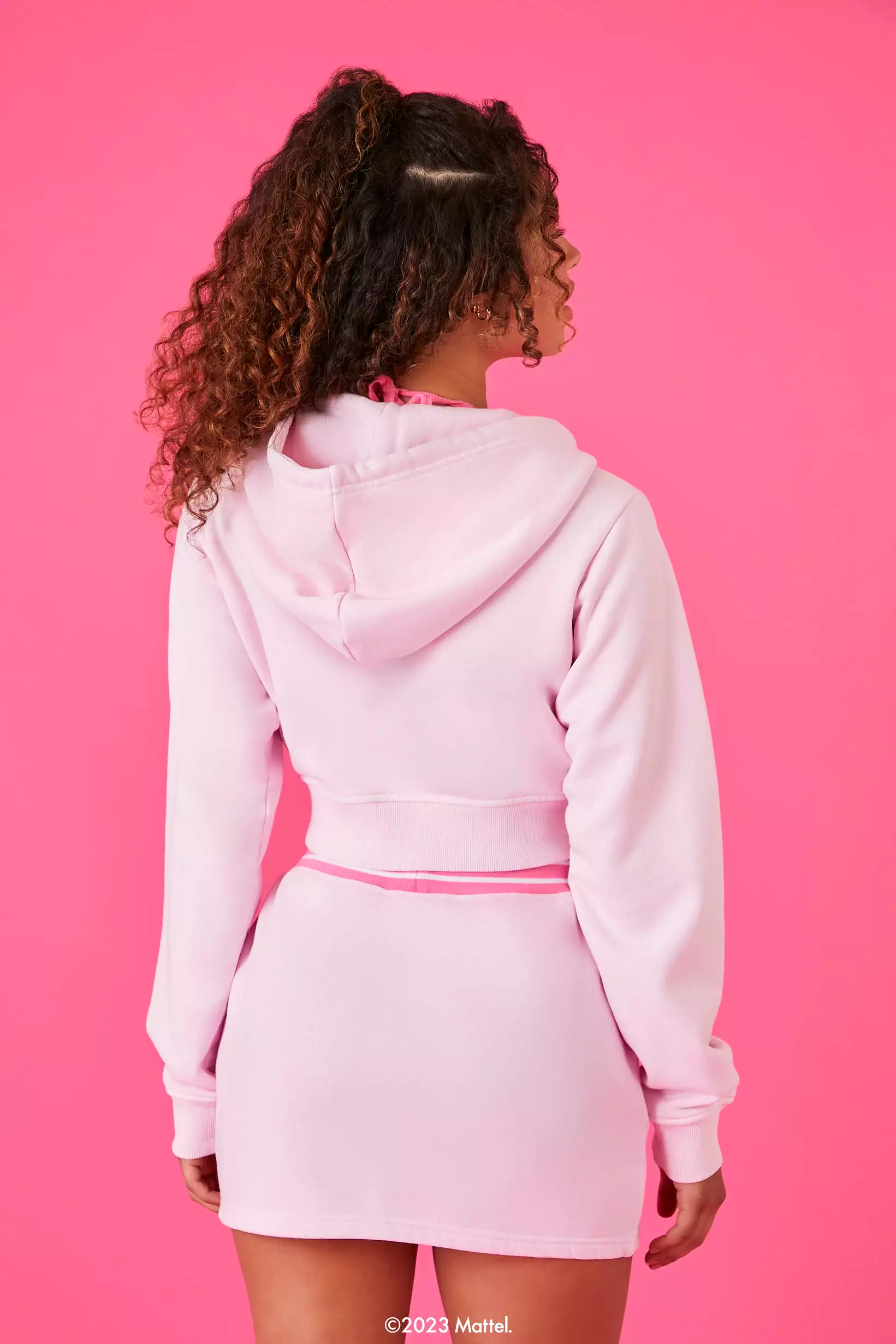 Barbie Cropped Zip-Up Hoodie