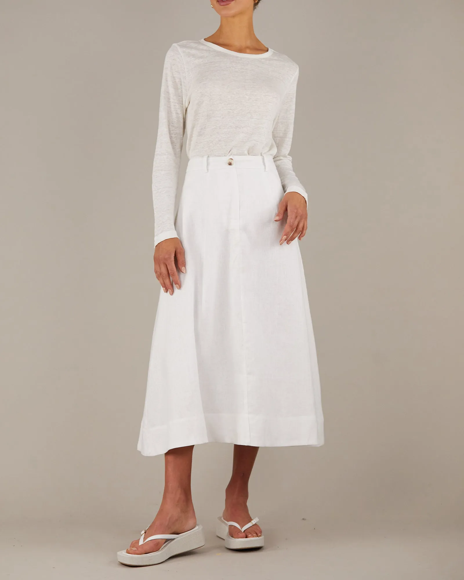 Barossa Linen Skirt - White