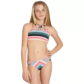 Billabong Sun Faded High Neck Youth Girls Two Piece Swimwear (Brand New)