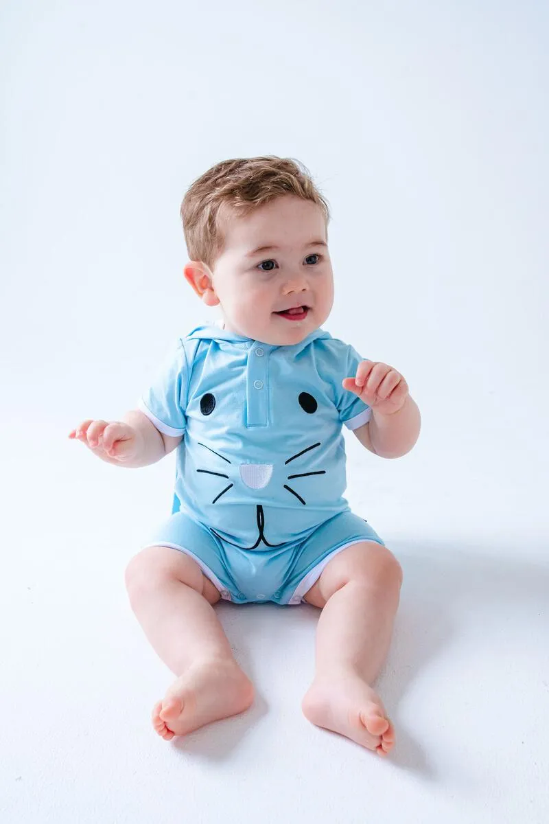 Birdie Bean Blue Bunny Hooded Shortie Romper – FINAL SALE