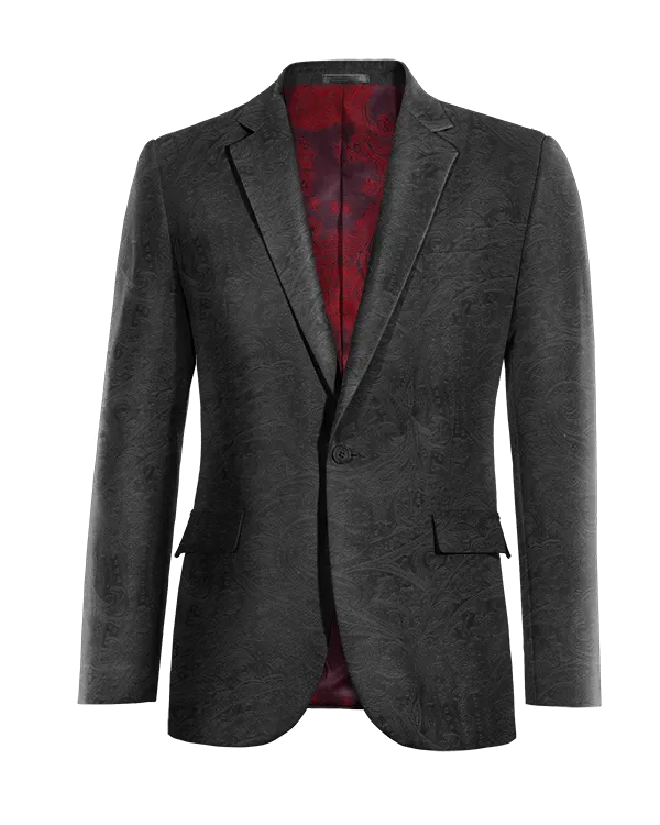  Blazer negro Ónix de terciopelo paisley edición limitada de 1 botón