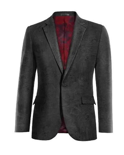  Blazer negro Ónix de terciopelo paisley edición limitada de 1 botón