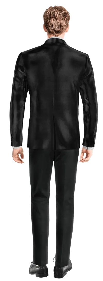  Blazer Tuxedo negro Ónix de terciopelo esencial de 1 botón