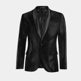  Blazer Tuxedo negro Ónix de terciopelo esencial de 1 botón