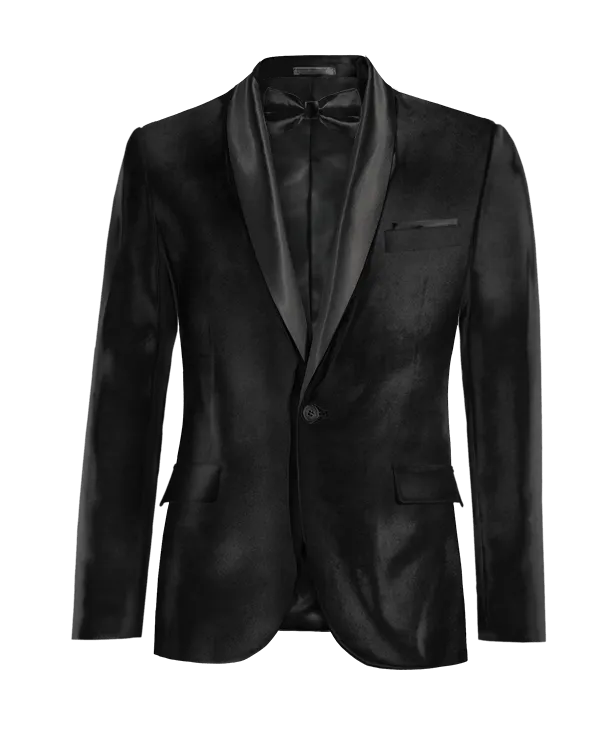  Blazer Tuxedo negro Ónix de terciopelo esencial de 1 botón