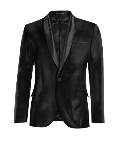  Blazer Tuxedo negro Ónix de terciopelo esencial de 1 botón