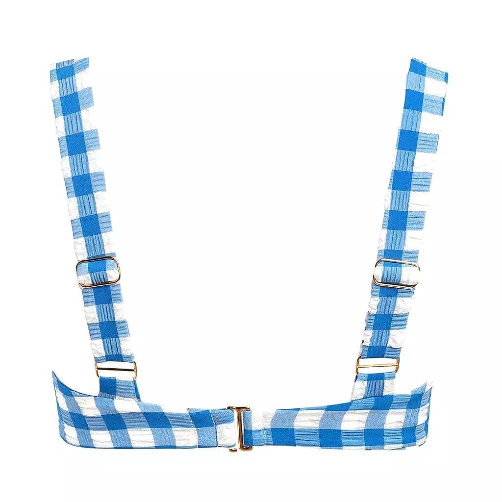 Blue Gingham Kayla Bikini Top