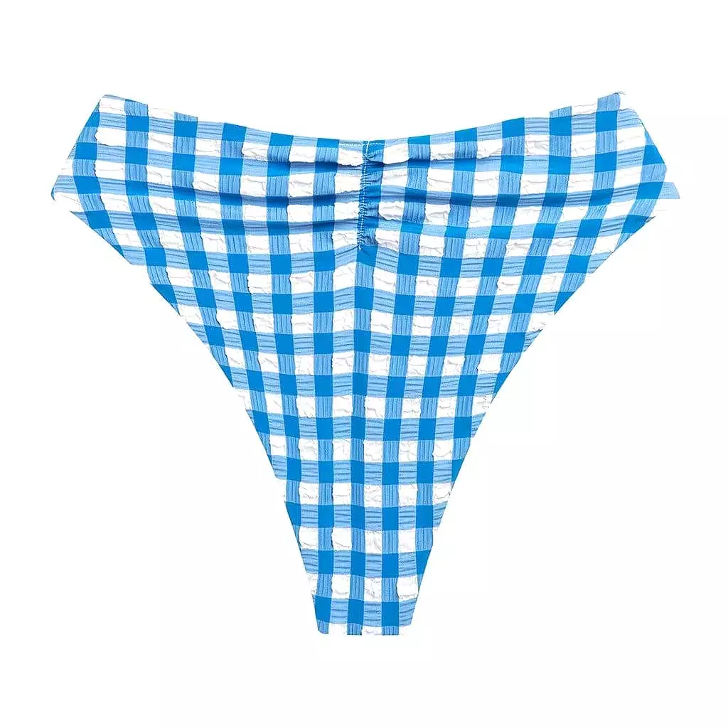 Blue Gingham Paula Tie-Up Bikini Bottom