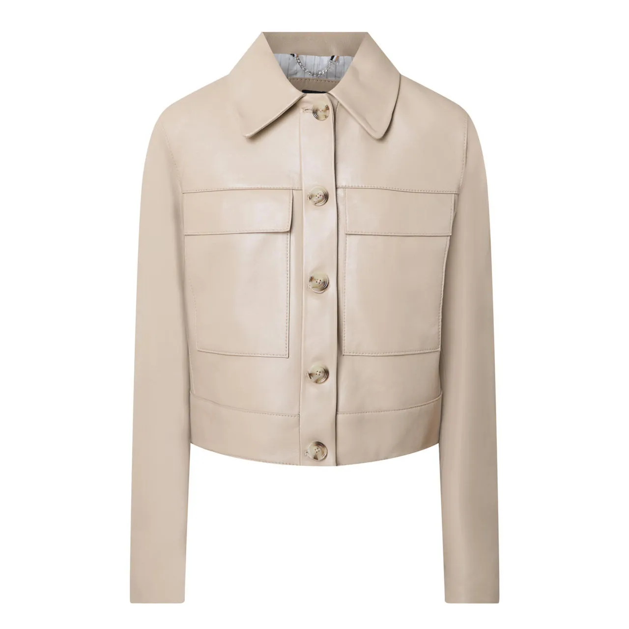 BOSS Sadenia Leather Jacket - Beige