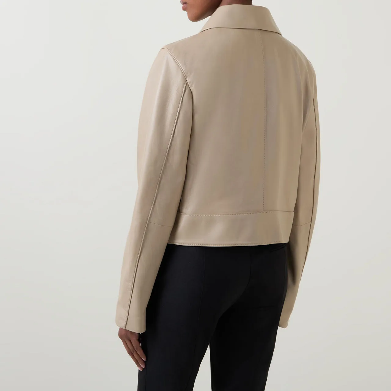 BOSS Sadenia Leather Jacket - Beige