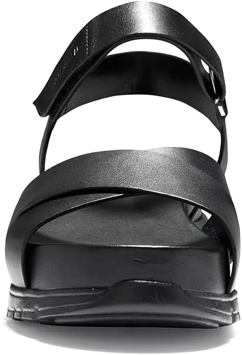 Cole Haan Zerogrand Sandal II Black Leather Ankle Strap Open Toe Flat Sandals