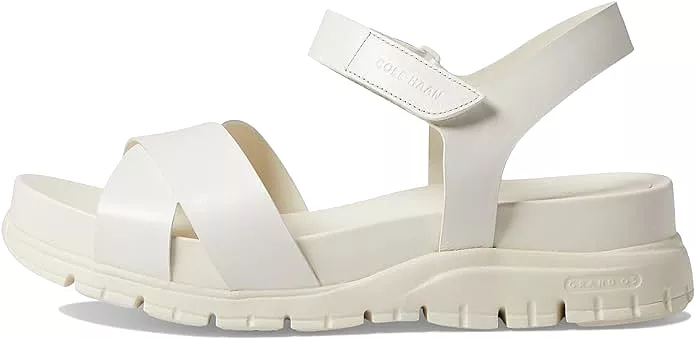 Cole Haan Zerogrand Sandal II Egret Leather Ankle Strap Open Toe Flat Sandals