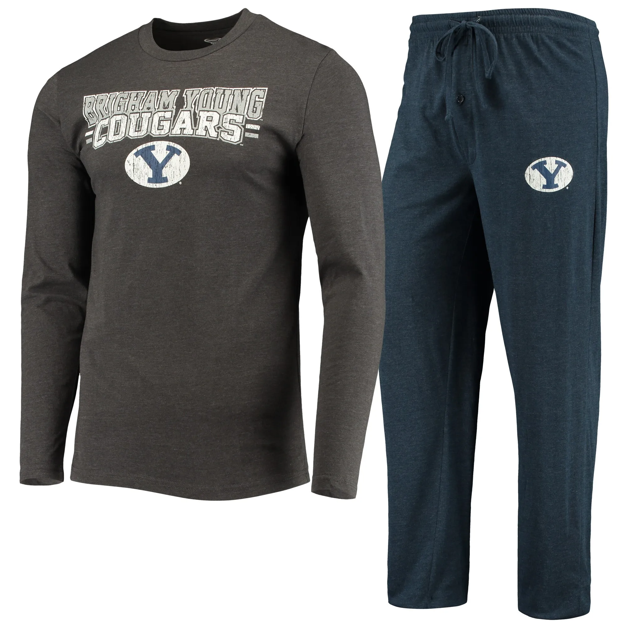 Concepts Sport BYU Cougars Navy/Heathered Charcoal Meter Long Sleeve T-Shirt & Pants Sleep Set