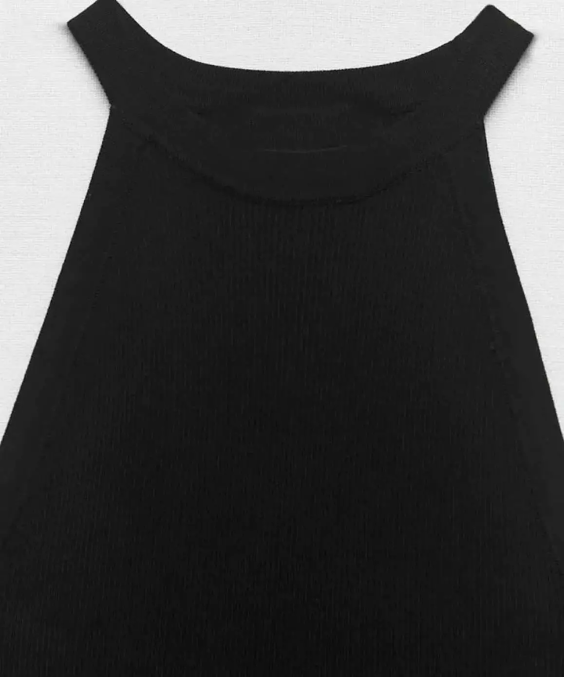 Cotton Ribbed Knit Tank Top In Black