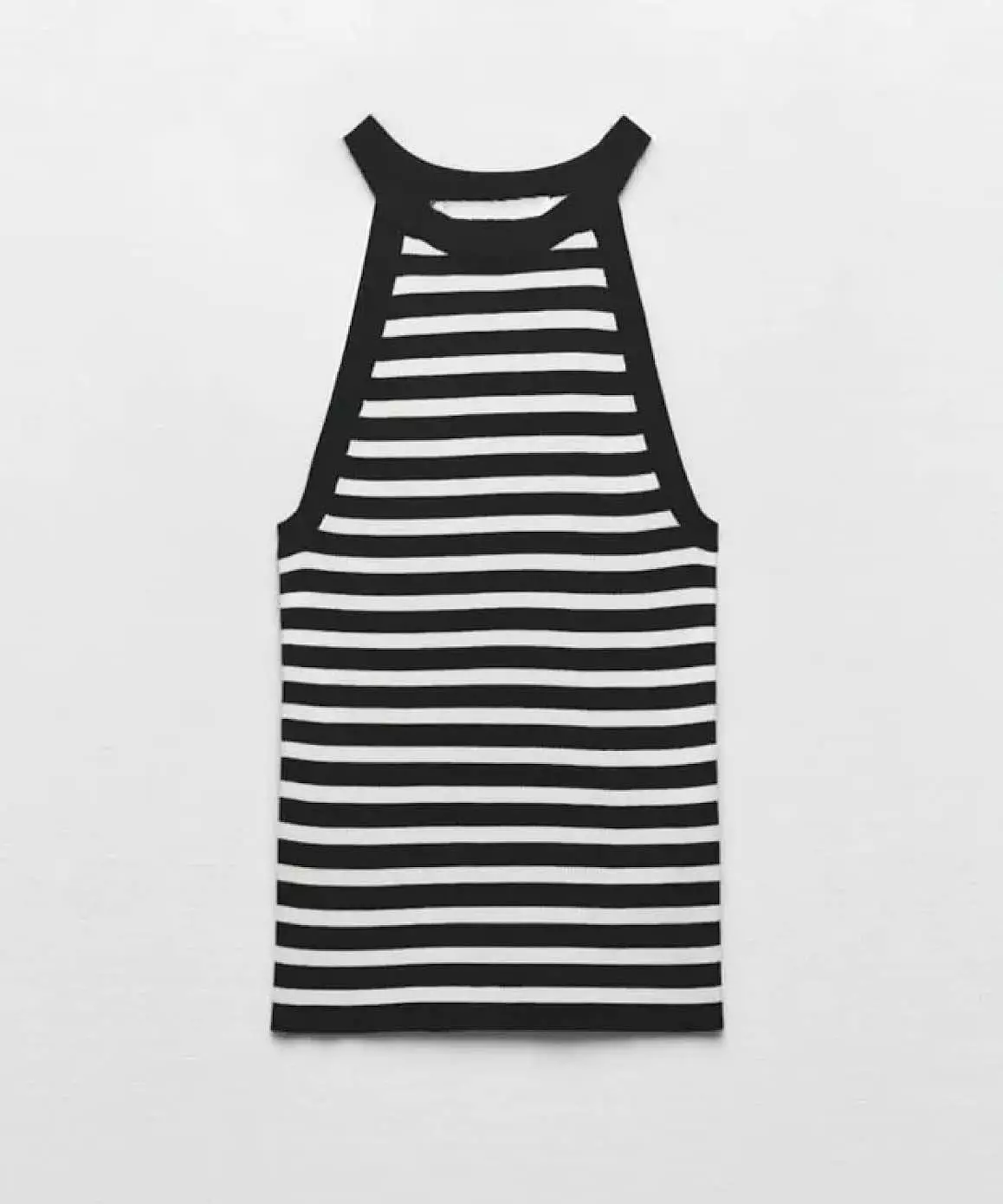 Cotton Ribbed Knit Tank Top In Black