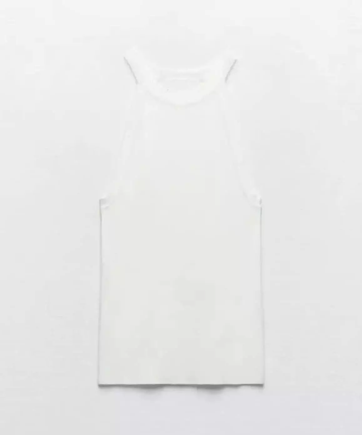 Cotton Ribbed Knit Tank Top In White