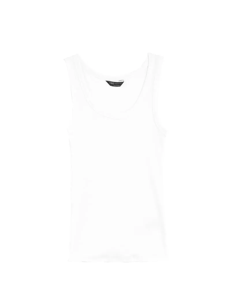 Cotton Rich Ribbed Slim Fit Vest Top