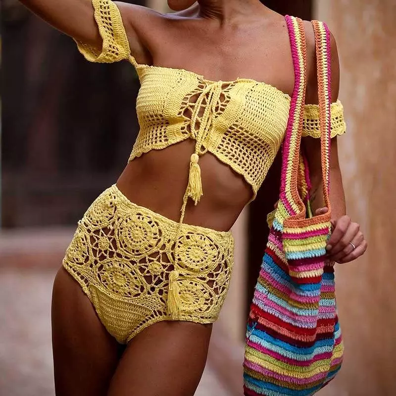 Crochet Bandeau Bikini Set