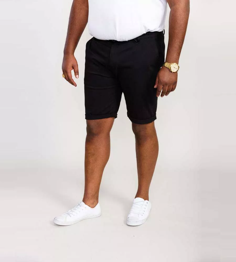 D555 Big Mens Black Stretch Chino Shorts (NELSON 2)