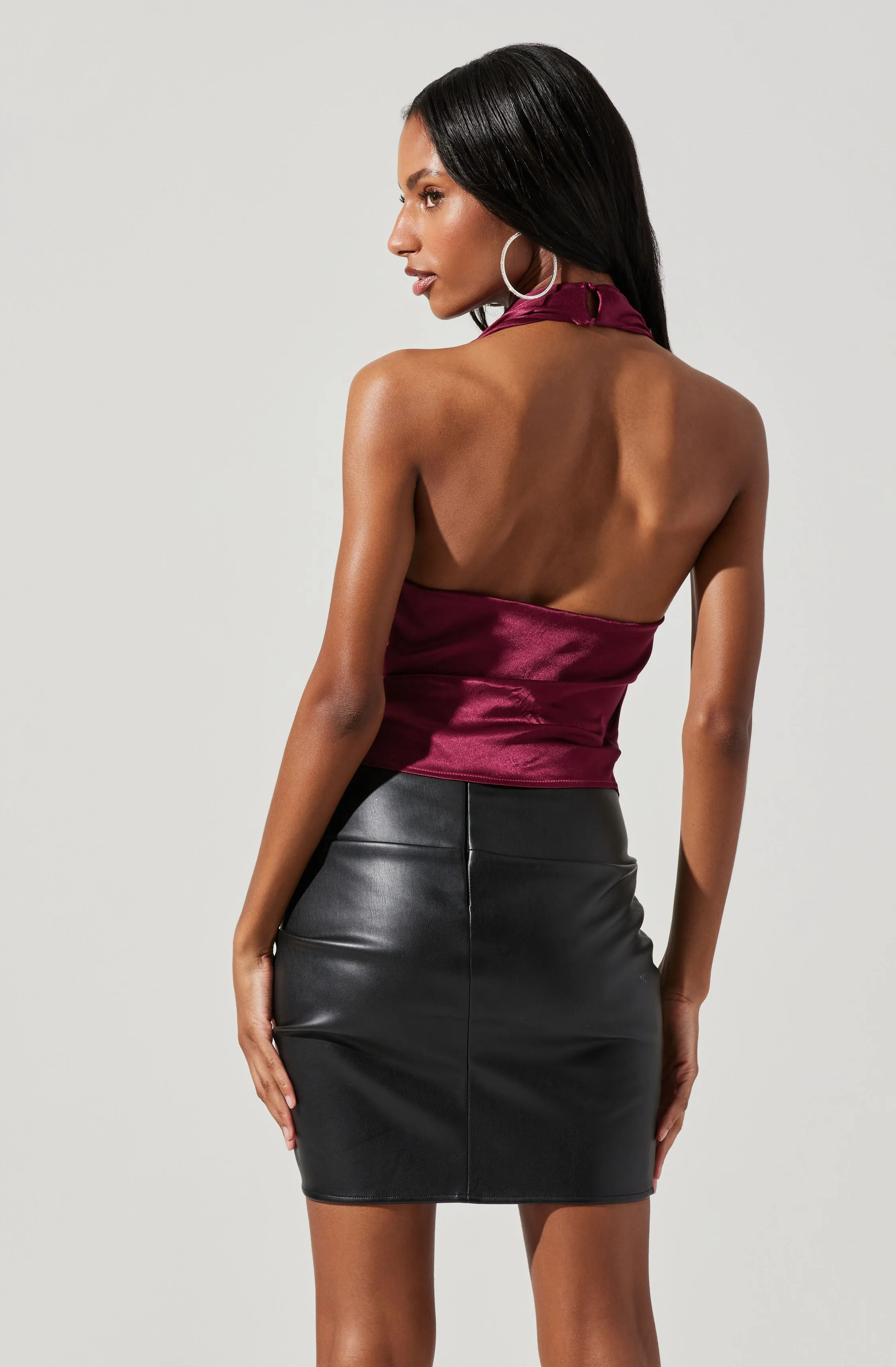 Della Satin Halter Top