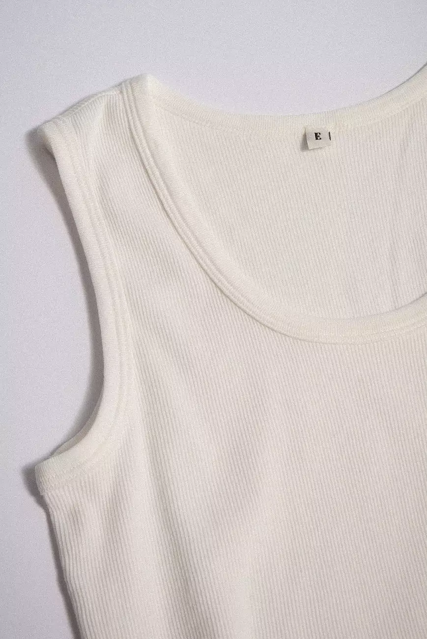 ELWOOD MALIBU CROP TANK AGED WHITE RIB