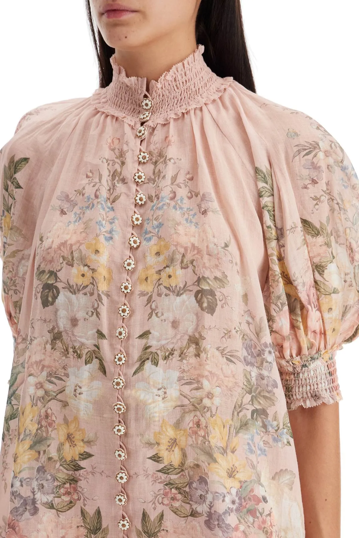 FLORAL PRINT SHORT SLEEVE BLOUSE