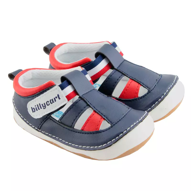 FLYNN navy and red baby and toddler boys sandals