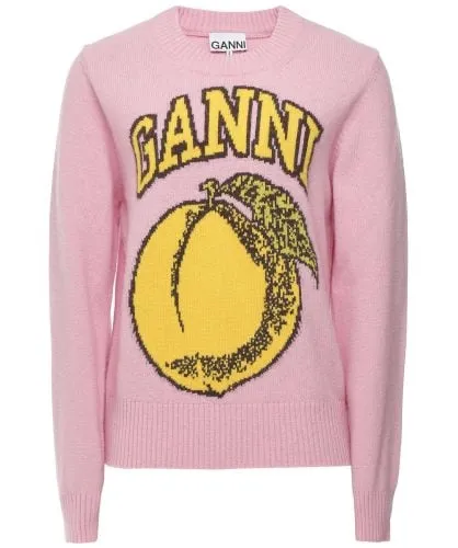 GANNI Pink O-Neck Peach Jumper | Jules B