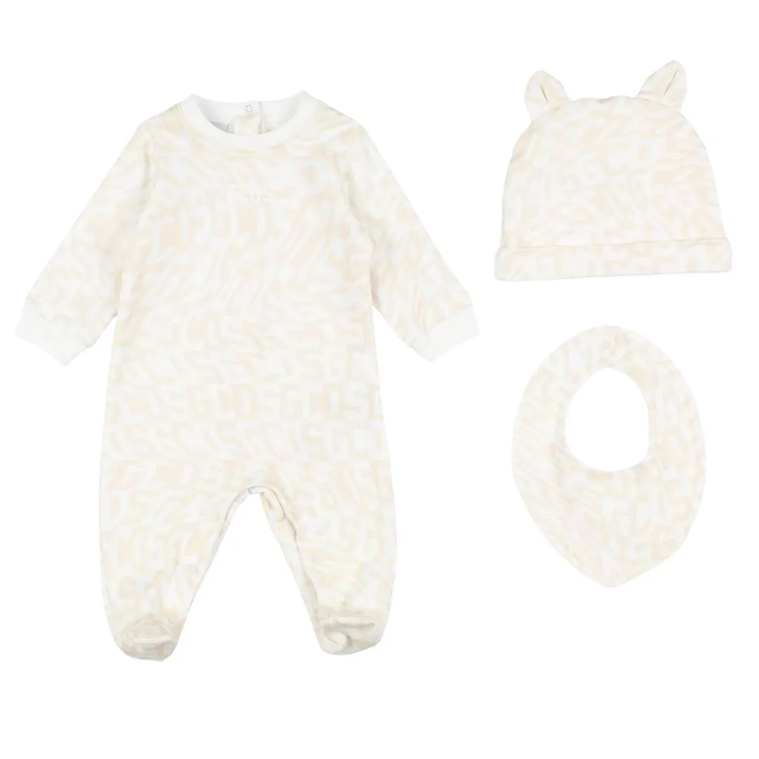 Gcds Romper Set All Over Print Logo White