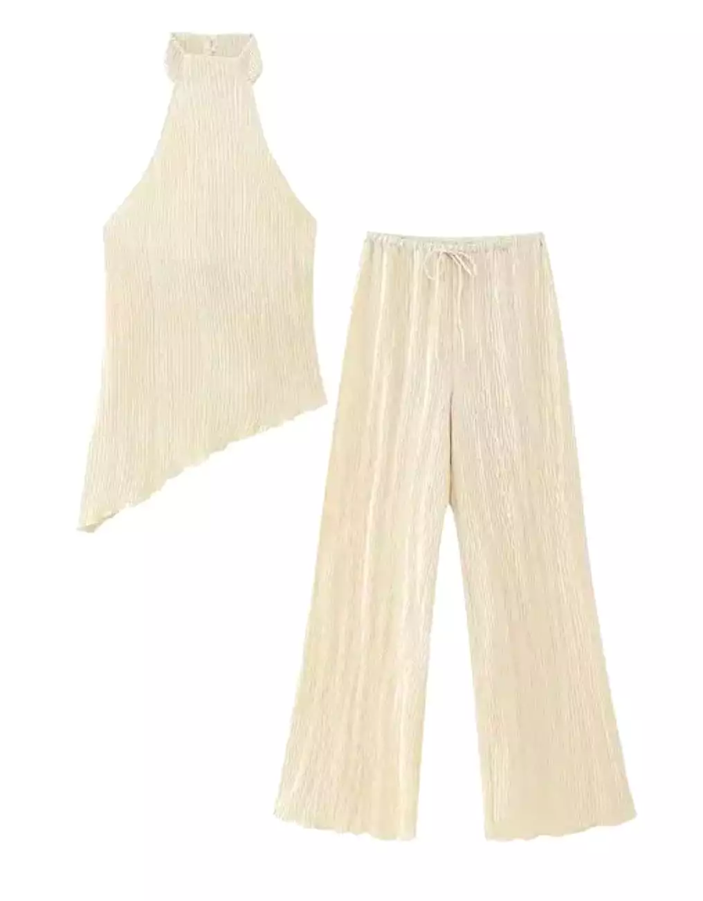 Golden Satin Halter Top And Trousers