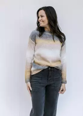 Gray Cream and Mustard Ombre Sweater