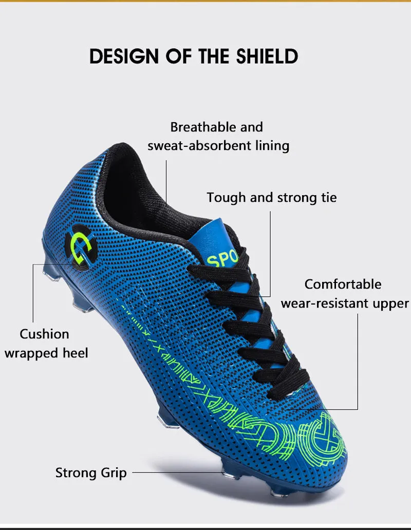 Green Men's Comfortable Breathable Wear-Resistant Outdoor Soccer Shoes