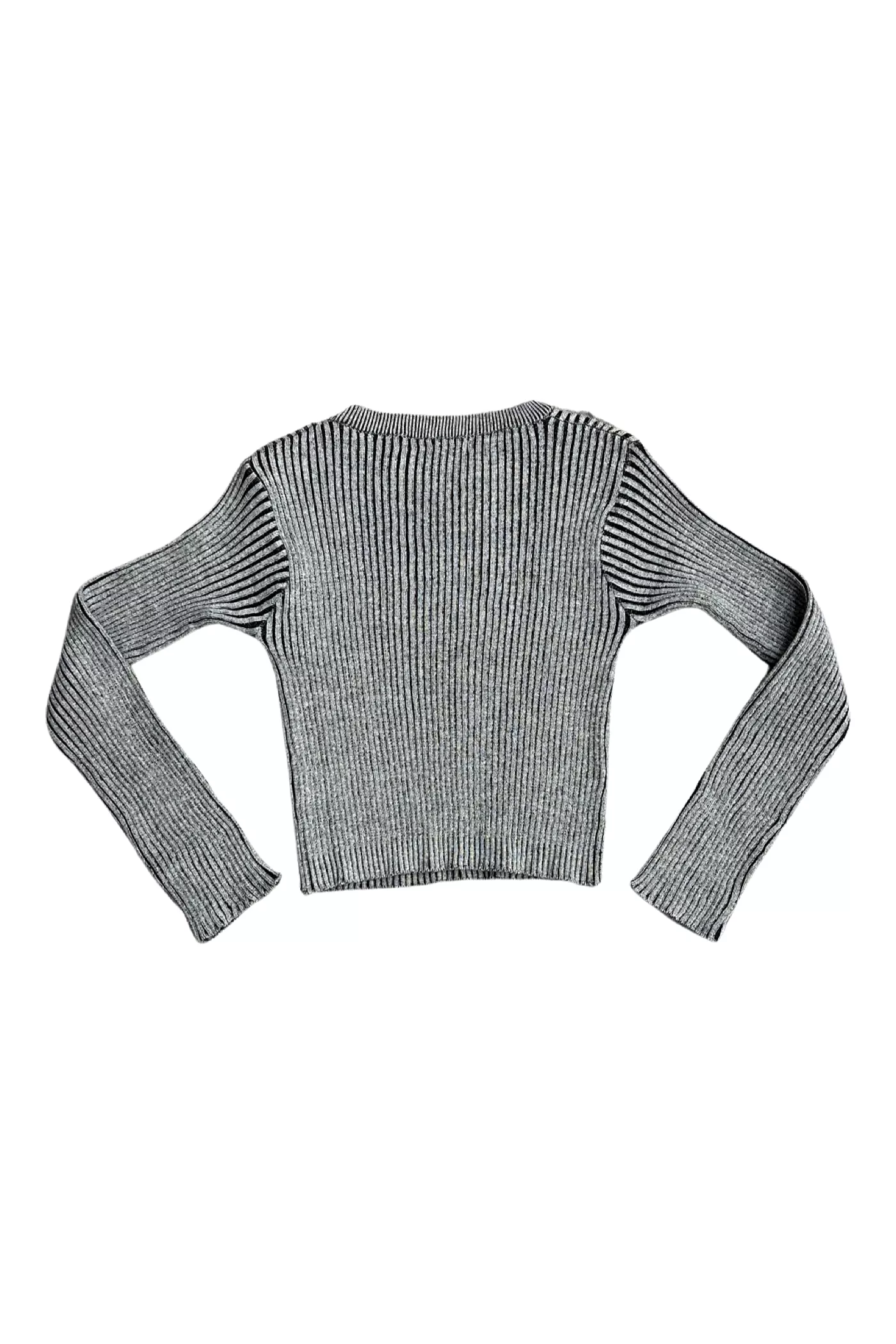 Grey Ribbed Long Sleeve Top