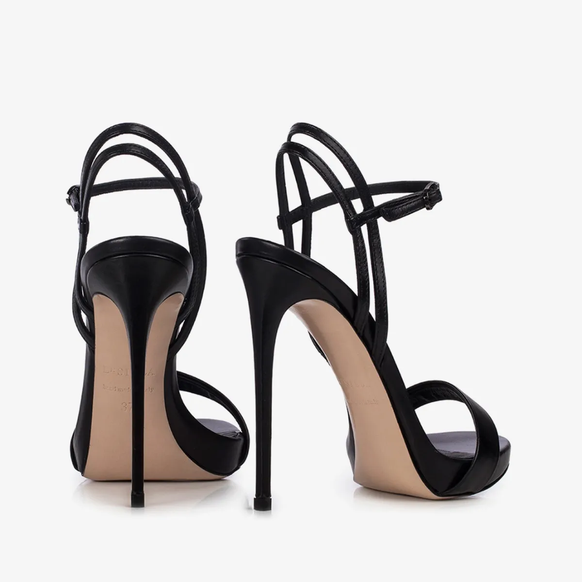 GWEN SANDAL 120 mm Black leather sandal