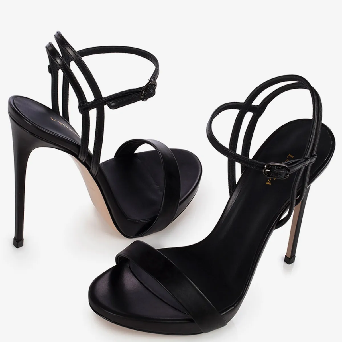 GWEN SANDAL 120 mm Black leather sandal