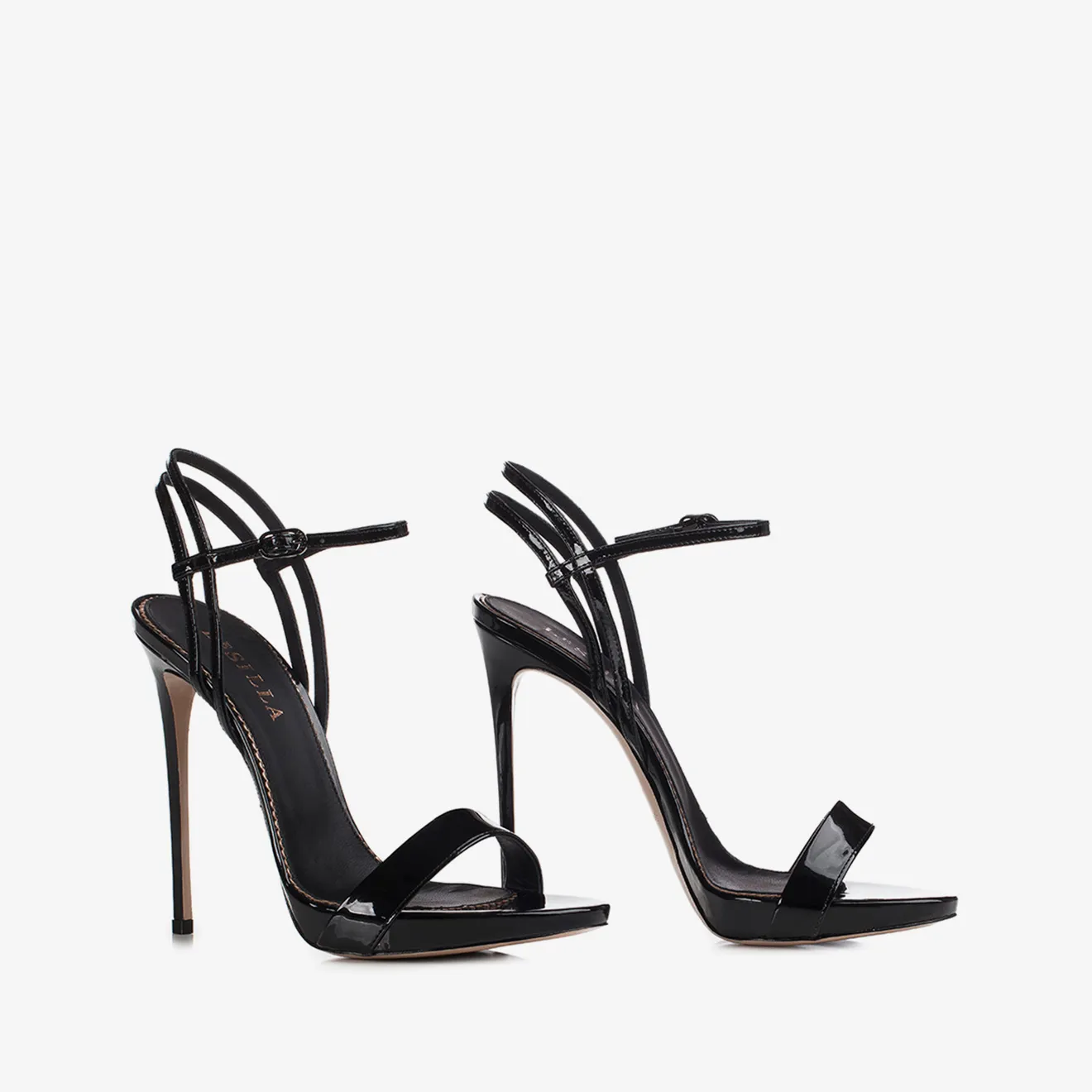 GWEN SANDAL 120 mm Black patent leather sandal