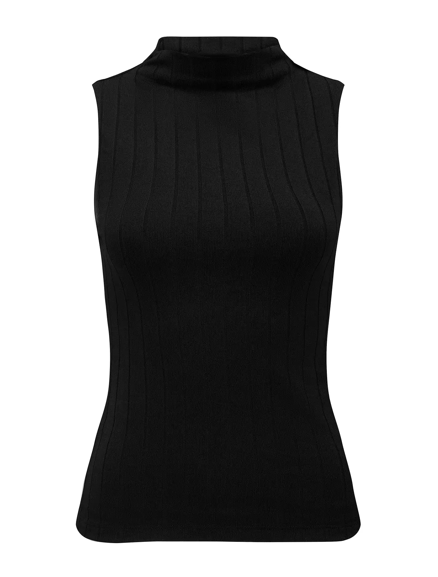 Haley Ribbed Grown On Neck Tank Top