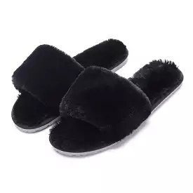 Haute Edition Women's Faux Fur Slide On HouseSlippers