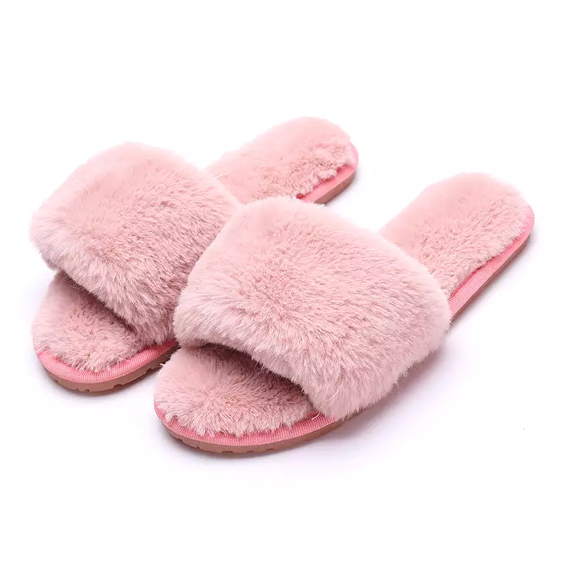 Haute Edition Women's Faux Fur Slide On HouseSlippers