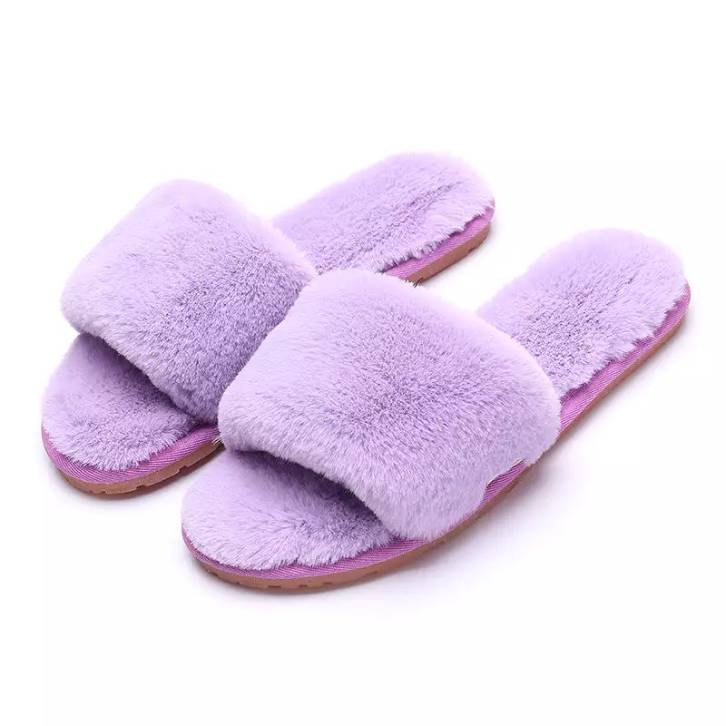 Haute Edition Women's Faux Fur Slide On HouseSlippers