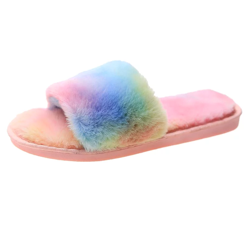 Haute Edition Women's Faux Fur Slide On HouseSlippers