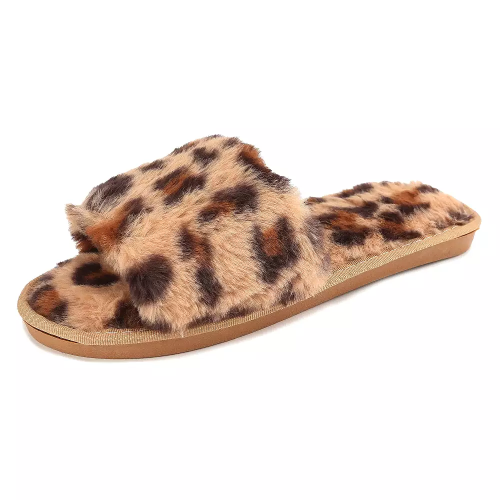 Haute Edition Women's Faux Fur Slide On HouseSlippers