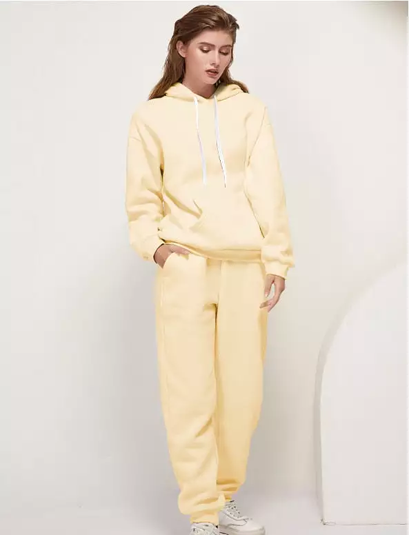 Hoodies+Pants Sport Suit Female Winter Warm Sweatshirt Suit for Woman