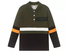 Hugo Boss Junior's J25M35 Long Sleeved Polo Shirt Green