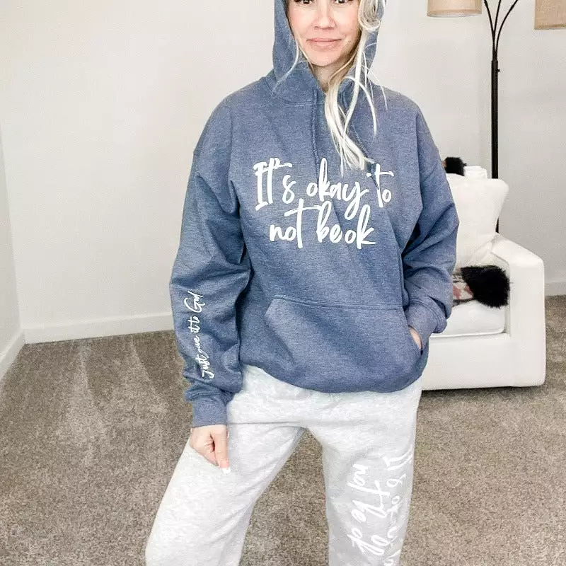 It's Okay to NOT Be Ok Heathered Navy Hoodie