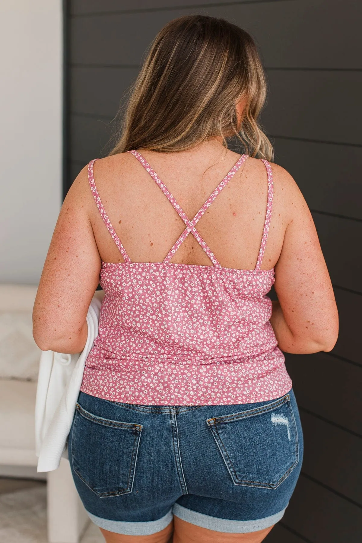 Just A Crush Floral Tank Top- Dusty Rose